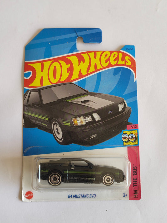 Hot Wheels 84 Ford Mustang SVO Black Diecast Car 1:64 Scale - Muscle Car Collection
