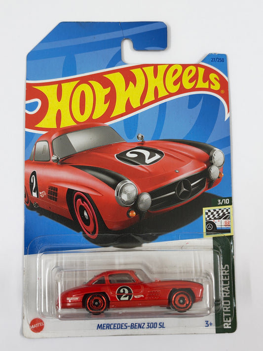 Hot Wheels Imported Mercedes Benz 300 SL Diecast Car 1:64 Scale - Retro Supercar Collection
