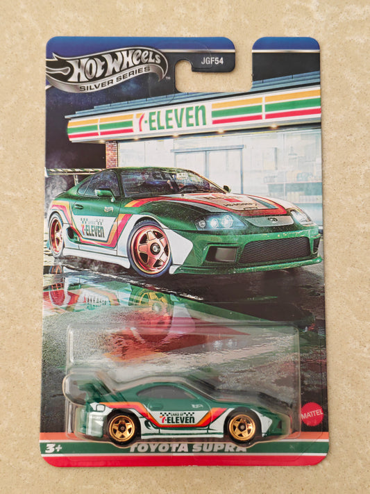 Hot Wheels - Imported - Silver Series - 7/11 Toyota Supra - Diecast Car - 1:64 Scale