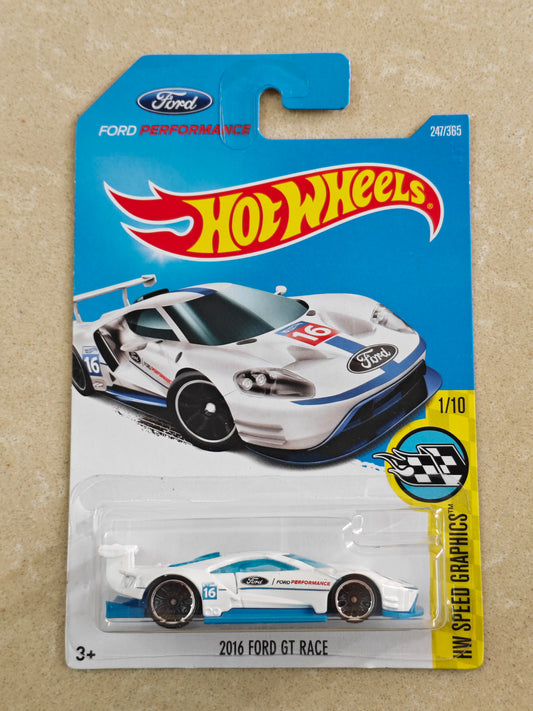 Hot Wheels - US Imported - 2016 Ford GT Race - Diecast Car - 1:64 Scale (Mild Soft Corners)