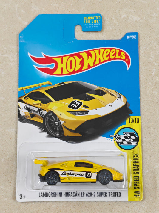 Hot Wheels - US Imported - Lamborghini Huracan LP 620-2 Super Trofeo - Diecast Car - 1:64 Scale - (Creased Card)