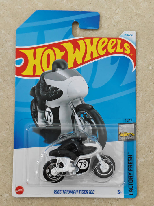 Hot Wheels Imported 1966 Triumph Tiger 100 Black Diecast Bike 1:64 Scale - Superbike Collection