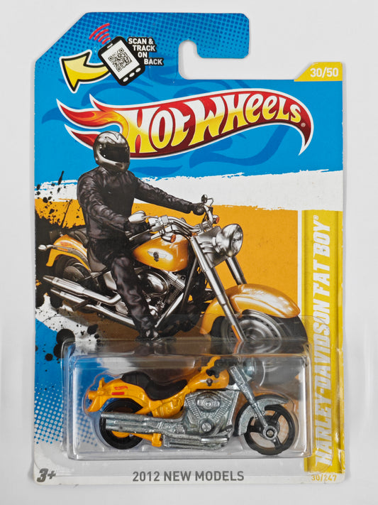 Hot Wheels 2012 Harley Davidson Fat Boy Diecast Bike 1:64 Scale - Cruiser Bike Collection