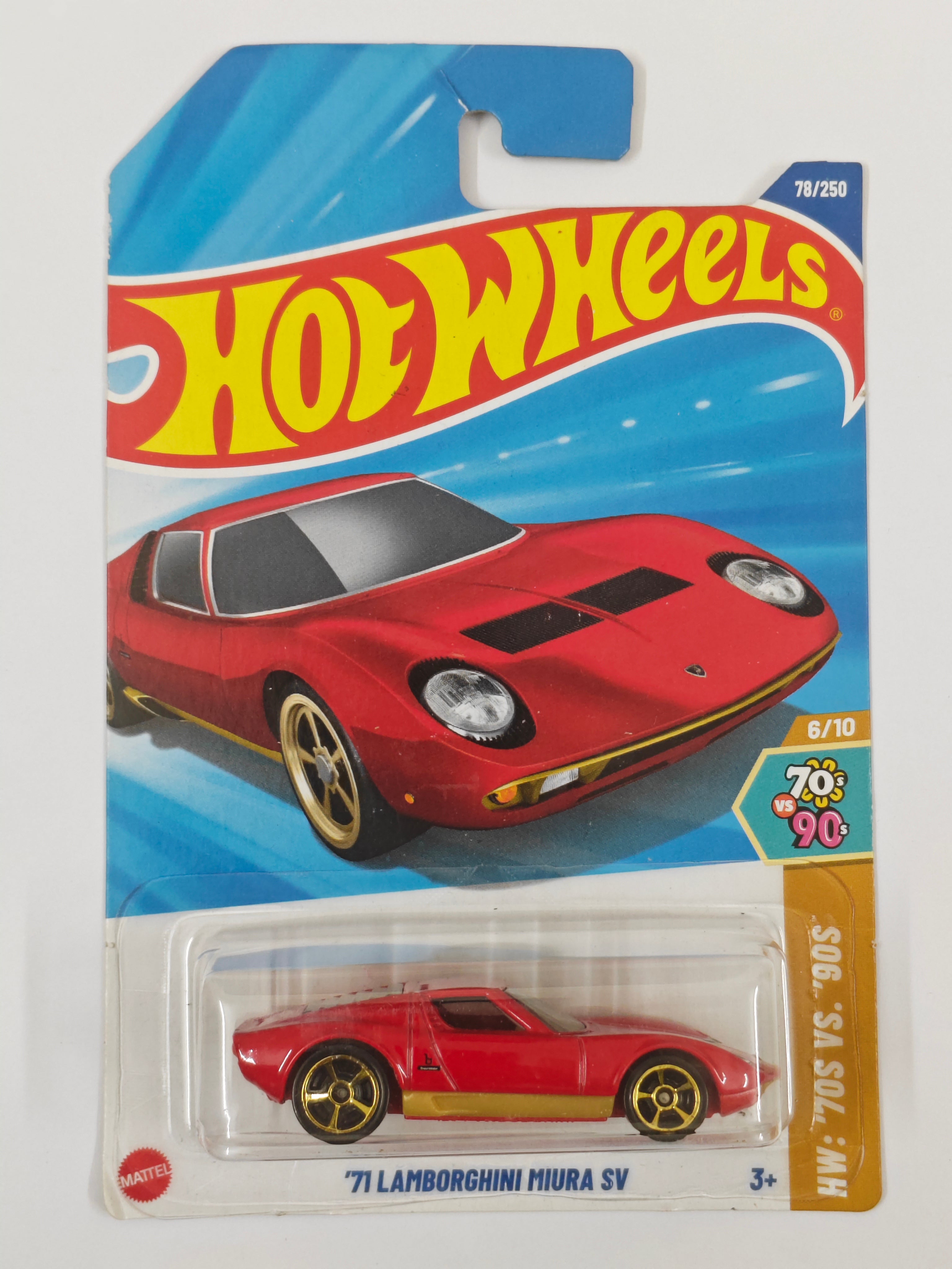 Hot Wheels Imported 71 Lamborghini Miura SV Red Diecast Car 1:64 Scale - Exotic Supercar Collection