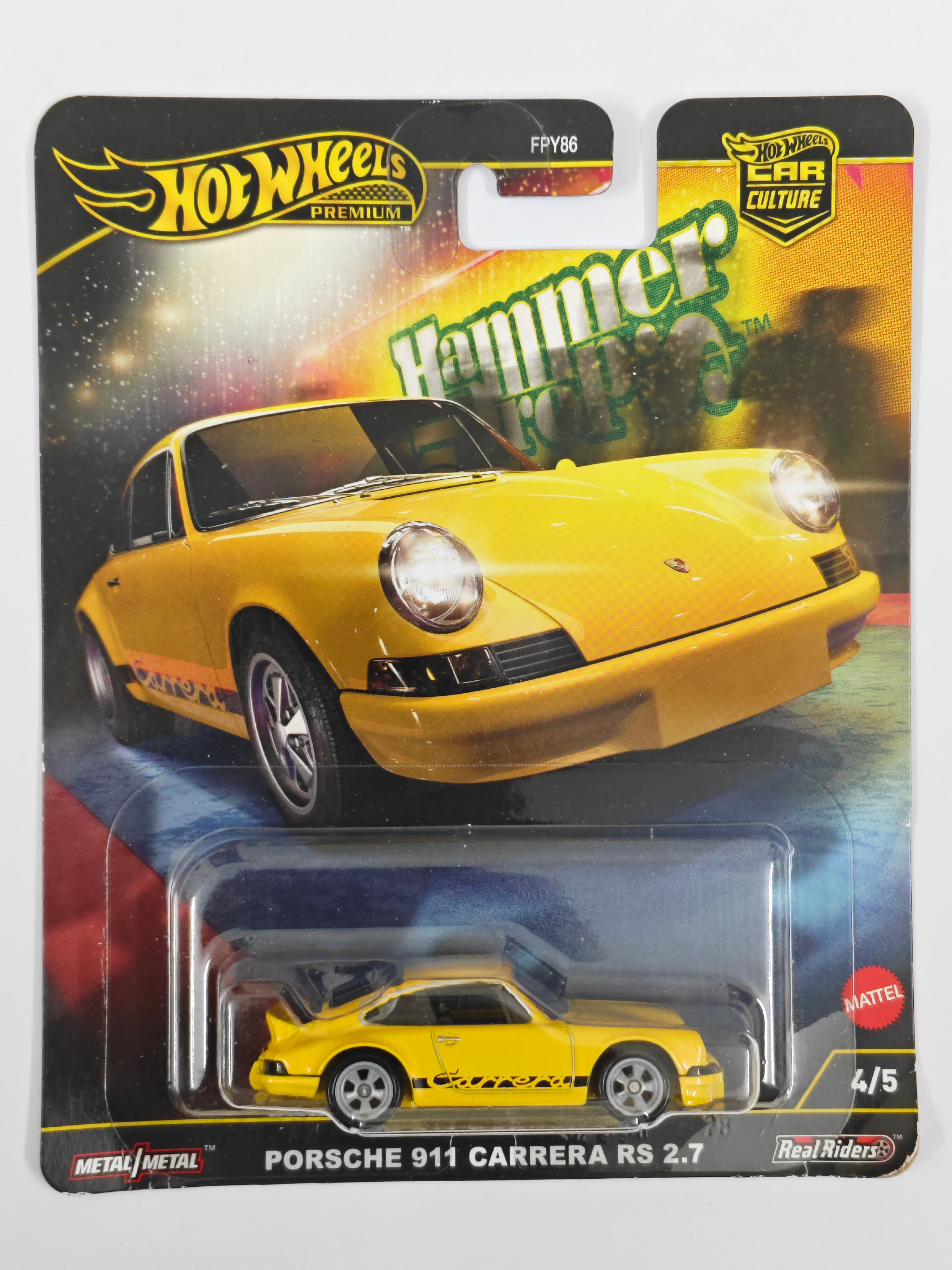 Hot Wheels (Creased Card) Imported Premium Porsche 911 Carrera RS 2.7 Diecast Car 1:64 Scale - Exotic Supercar Collection