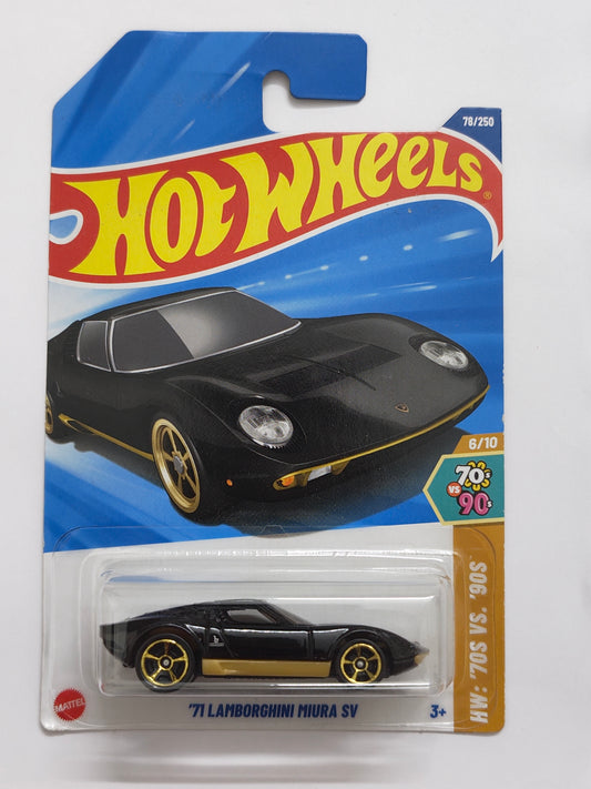 Hot Wheels 71 Lamborghini Miura SV Diecast Car 1:64 Scale - Exotic Supercar Collection