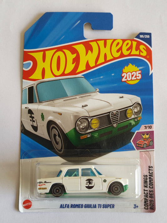 Hot Wheels Alfa Romeo Guilia T1 Super White Diecast Car 1:64 Scale - Classic Car Collection