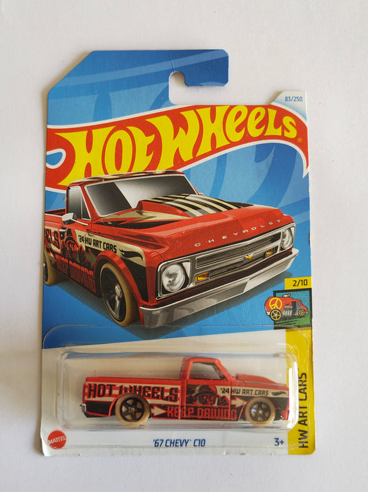 Hot Wheels 67 Chevy C10 Red Diecast Truck 1:64 Scale - Pickup Truck Collection