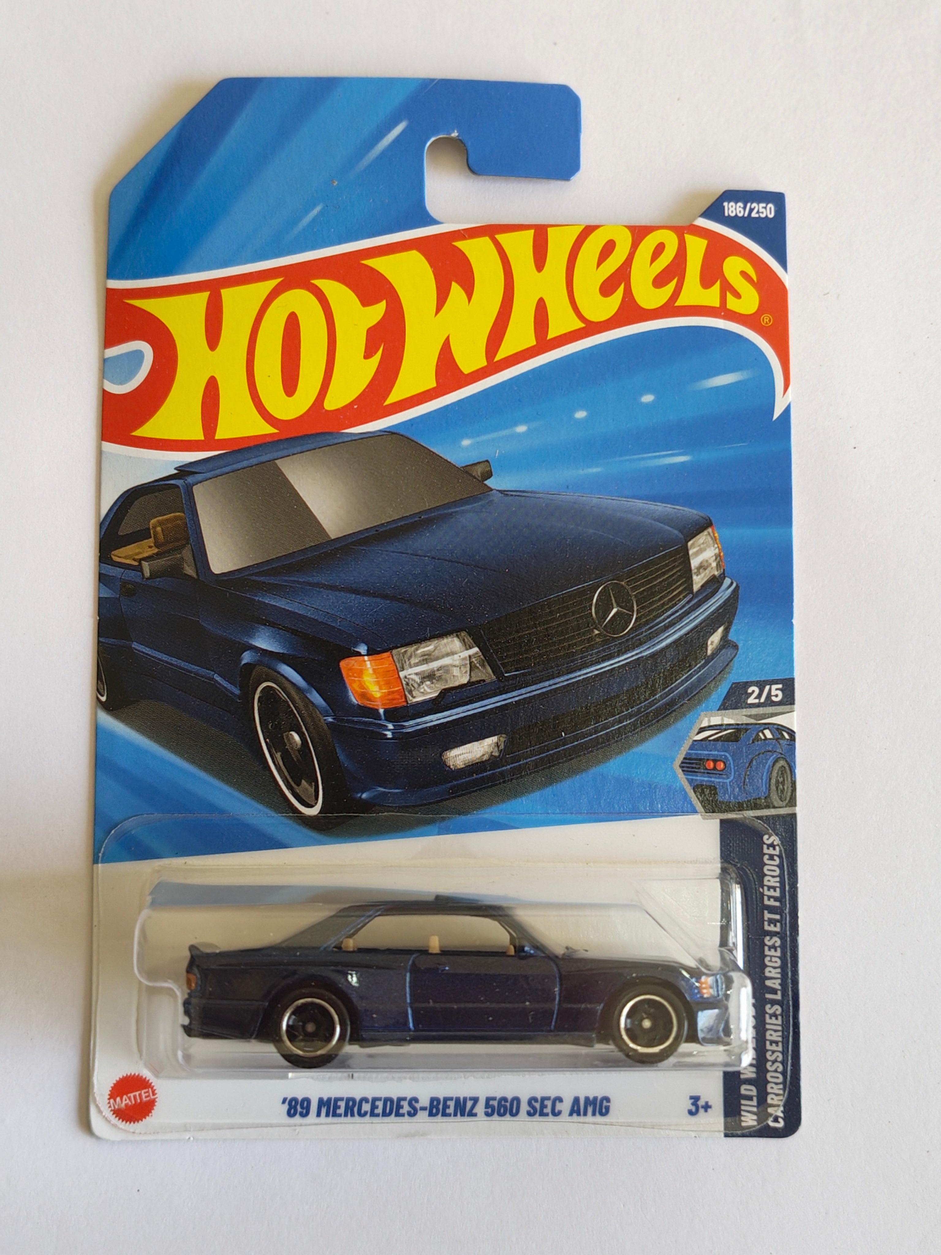 Hot Wheels 89 Mercedes Benz 560 Sec AMG Blue Diecast Car 1:64 Scale - Iconic Luxury Car Collection