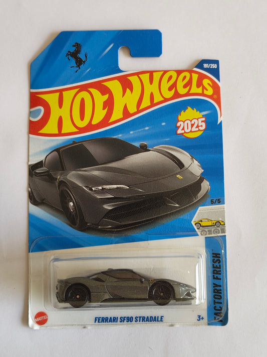 Hot Wheels Ferrari SF90 Stradale Grey Diecast Car 1:64 Scale - Exotic Supercar Collection