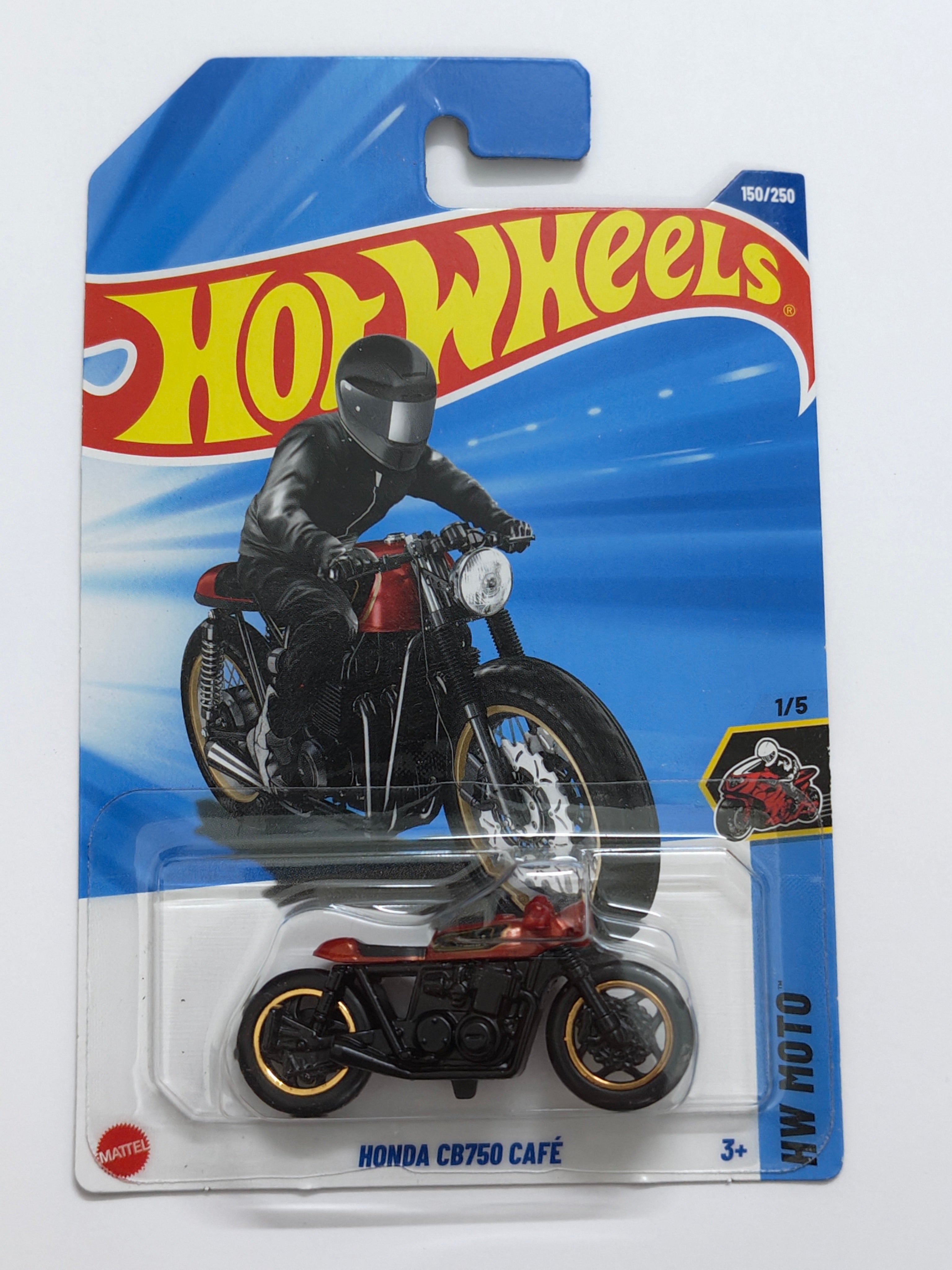 Hot Wheels Imported Honda CB750 Cafe Red Diecast Bike 1:64 Scale - Retro Bike Collection