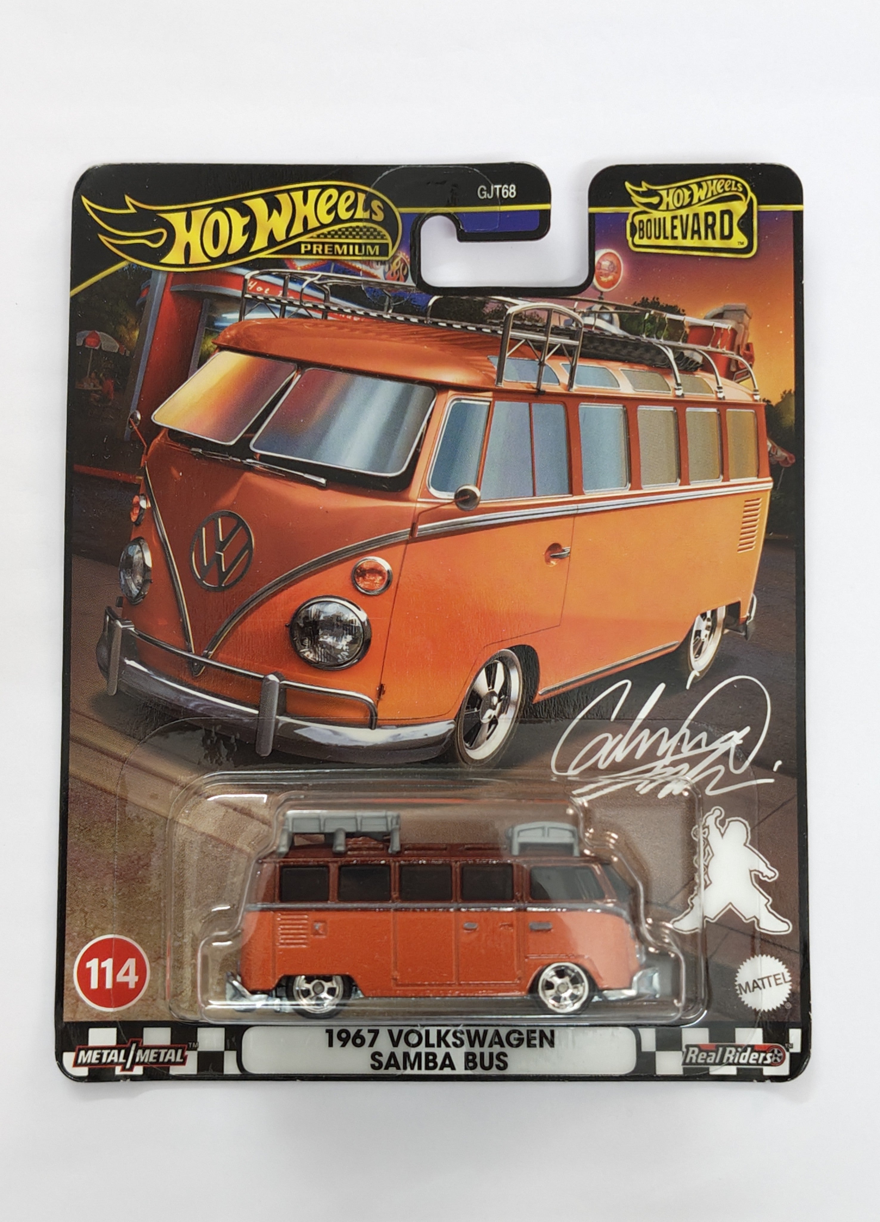 Hot Wheels (Creased Card) Imported Premium 1967 Volkswagen Samba Bus Diecast Bus 1:64 Scale - Retro Bus Collection
