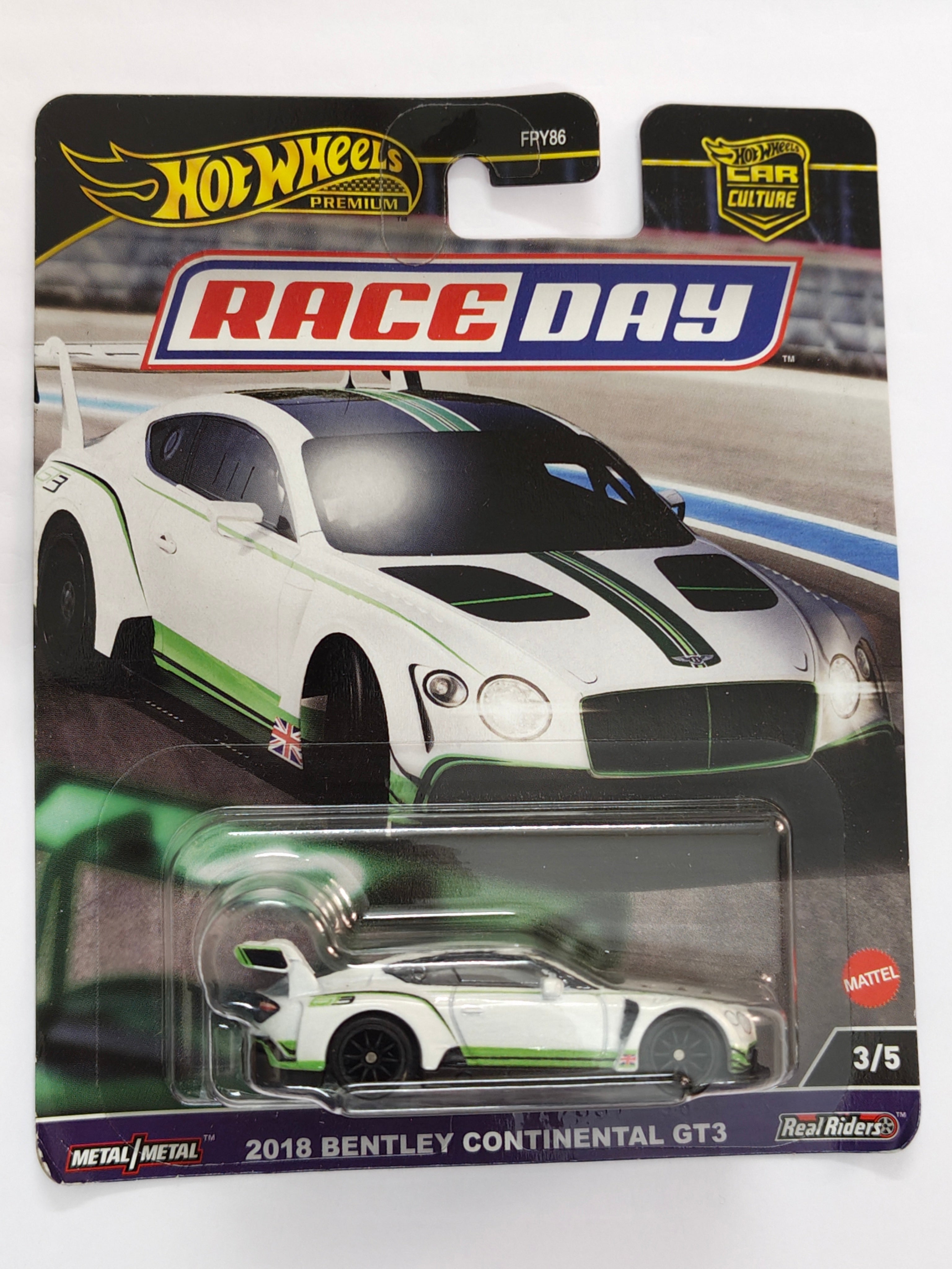 Hot Wheels Imported Premium (J Hook Bent) 2018 Bentley Continental GT3 Diecast Car 1:64 Scale - Exotic Supercar Collection