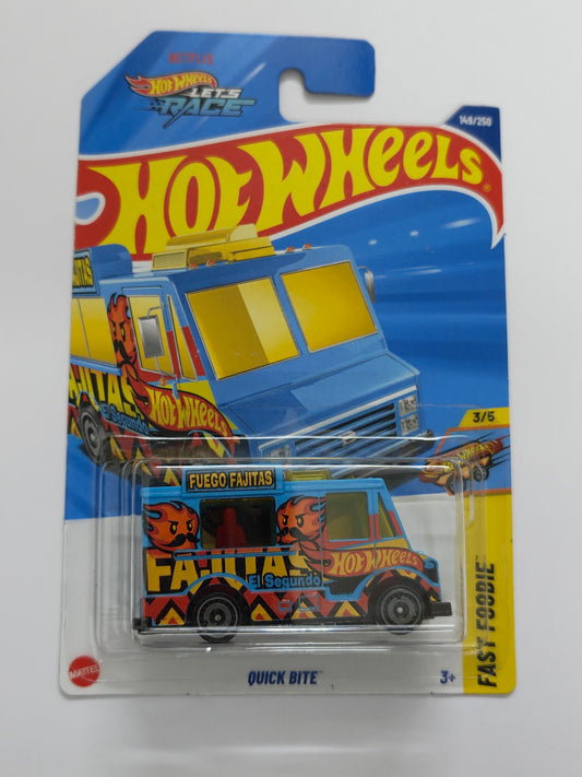 Hot Wheels Imported Quick Bite Blue Diecast Bus 1:64 Scale - Fantasy Bus Collection