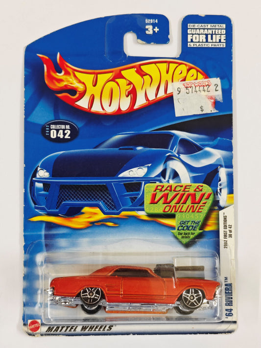 Hot Wheels Imported (Old Card - Soft Corners) 64 Riviera Orange Diecast Car 1:64 Scale - Vintage Car Collection