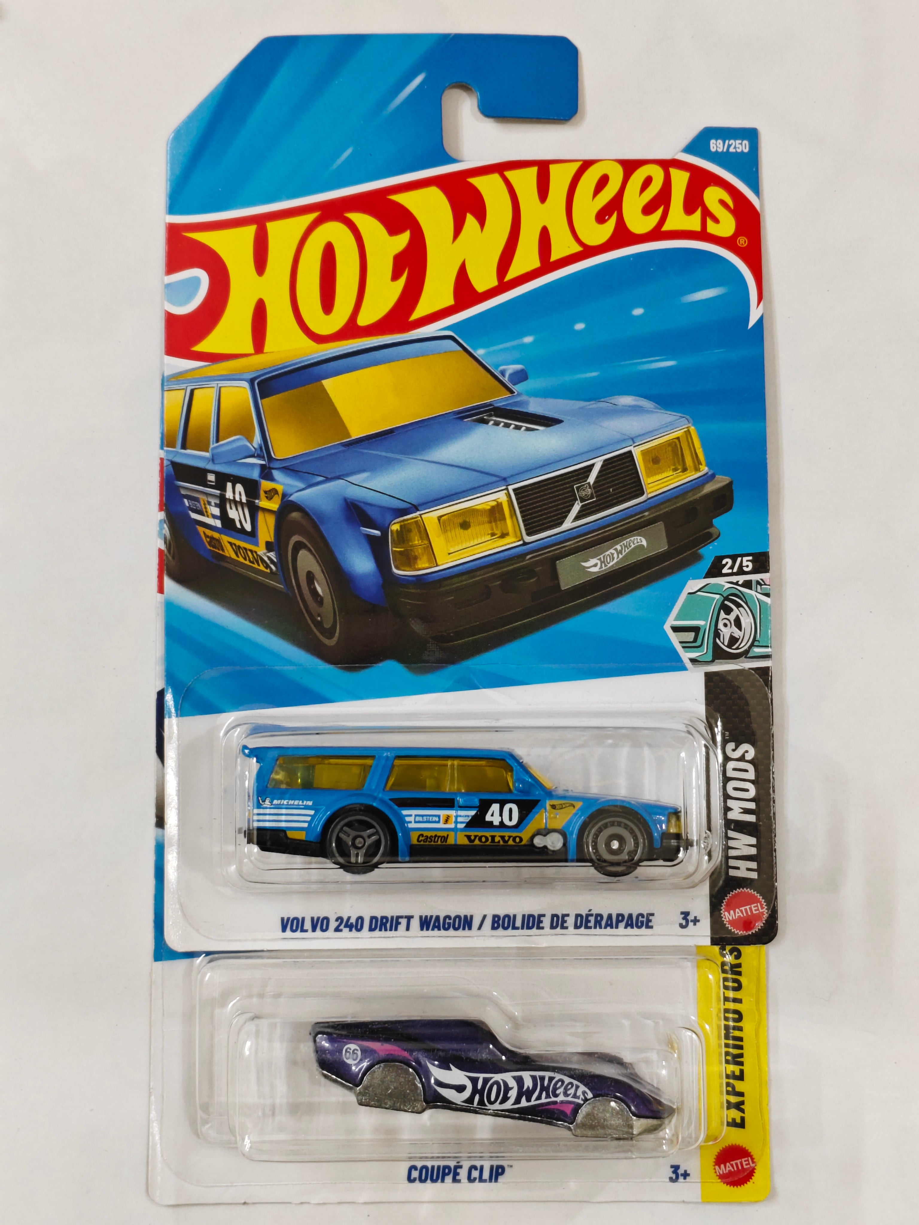 Hot Wheels D Case Volvo 240 Drift Wagon & Coupe Clip Diecast Car 1:64 Scale (Sold as a set)