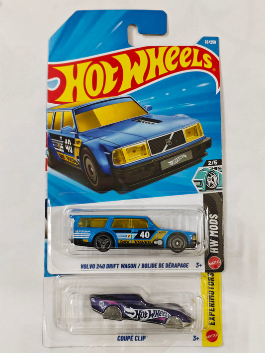 Hot Wheels D Case Volvo 240 Drift Wagon & Coupe Clip Diecast Car 1:64 Scale (Sold as a set)