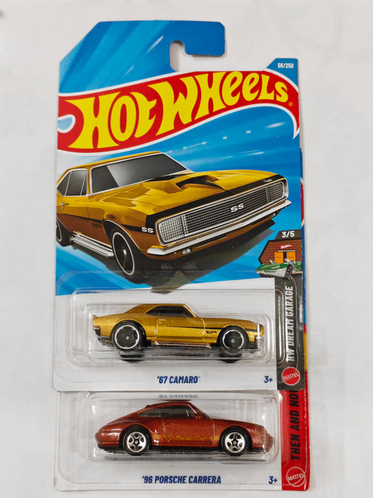 Hot Wheels D Case 67 Camaro & 96 Porsche Carrera Diecast Car 1:64 Scale (Sold as a set)