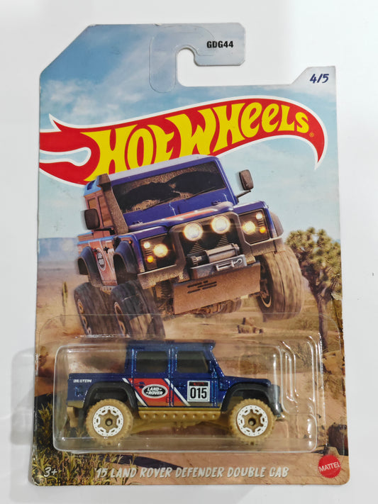 Hot Wheels 15 Land Rover Defender Double Cab Blue Diecast Car 1:64 Scale