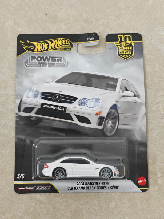Hot Wheels Power Trip 2008 Mercedes - Benz CLK 63 AMG Black Series Diecast Car 1:64 Scale