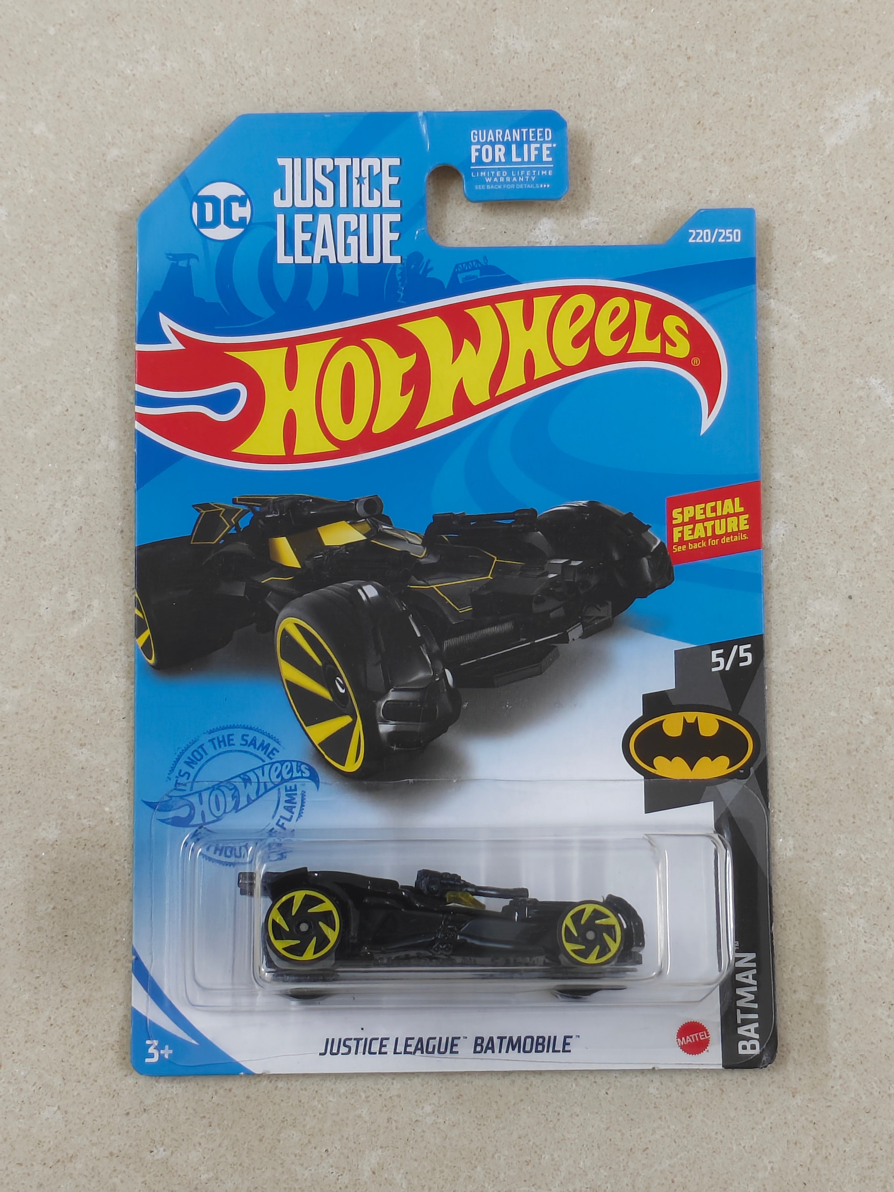 Hot Wheels - Imported - Treasure Hunt - Justice League Batmobile - Diecast Car 1:64 Scale (Small Crease on J Hook)