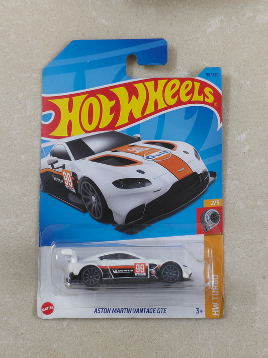 Hot Wheels - Aston Martin Vantage GTE White -  Diecast Car 1:64 Scale (Old Card & Bad Blister)