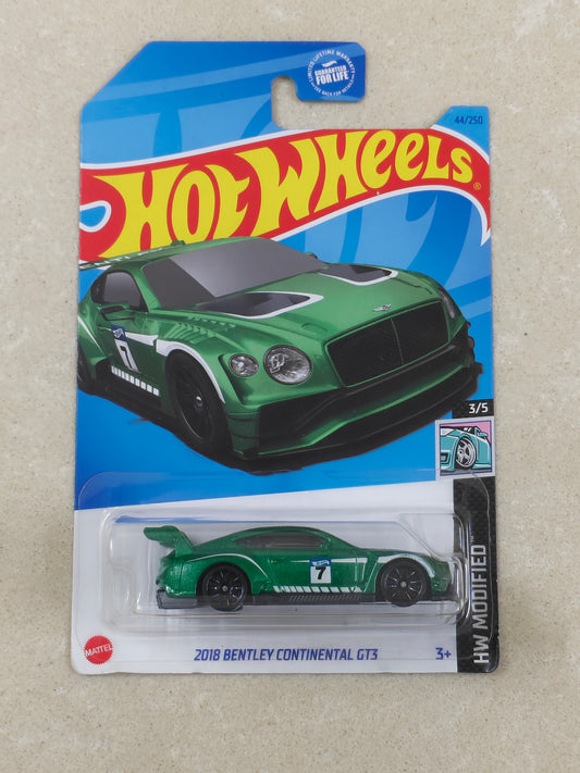 Hot Wheels - Imported - 2018 Bentley Continental GT3 Dark Green - Diecast Car 1:64 Scale
