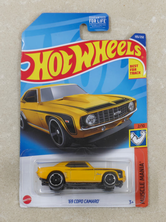 Hot Wheels - Imported - 69 Copo Camaro Yellow - Diecast Car 1:64 Scale