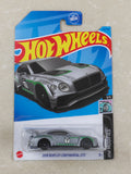 Hot Wheels - Imported - 2018 Bentley Continental GT3 Silver - Diecast Car 1:64 Scale