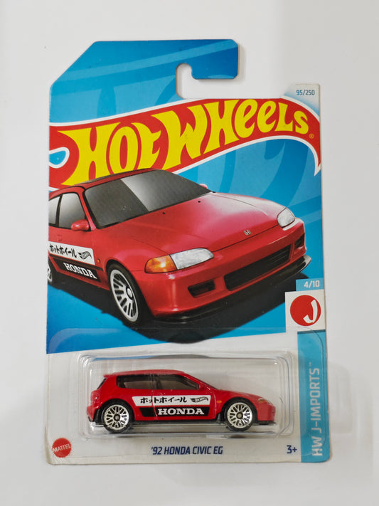 Hot Wheels - Imported - 92 Honda Civic EG Red - Diecast Car - 1:64 Scale (Cracked Blister)