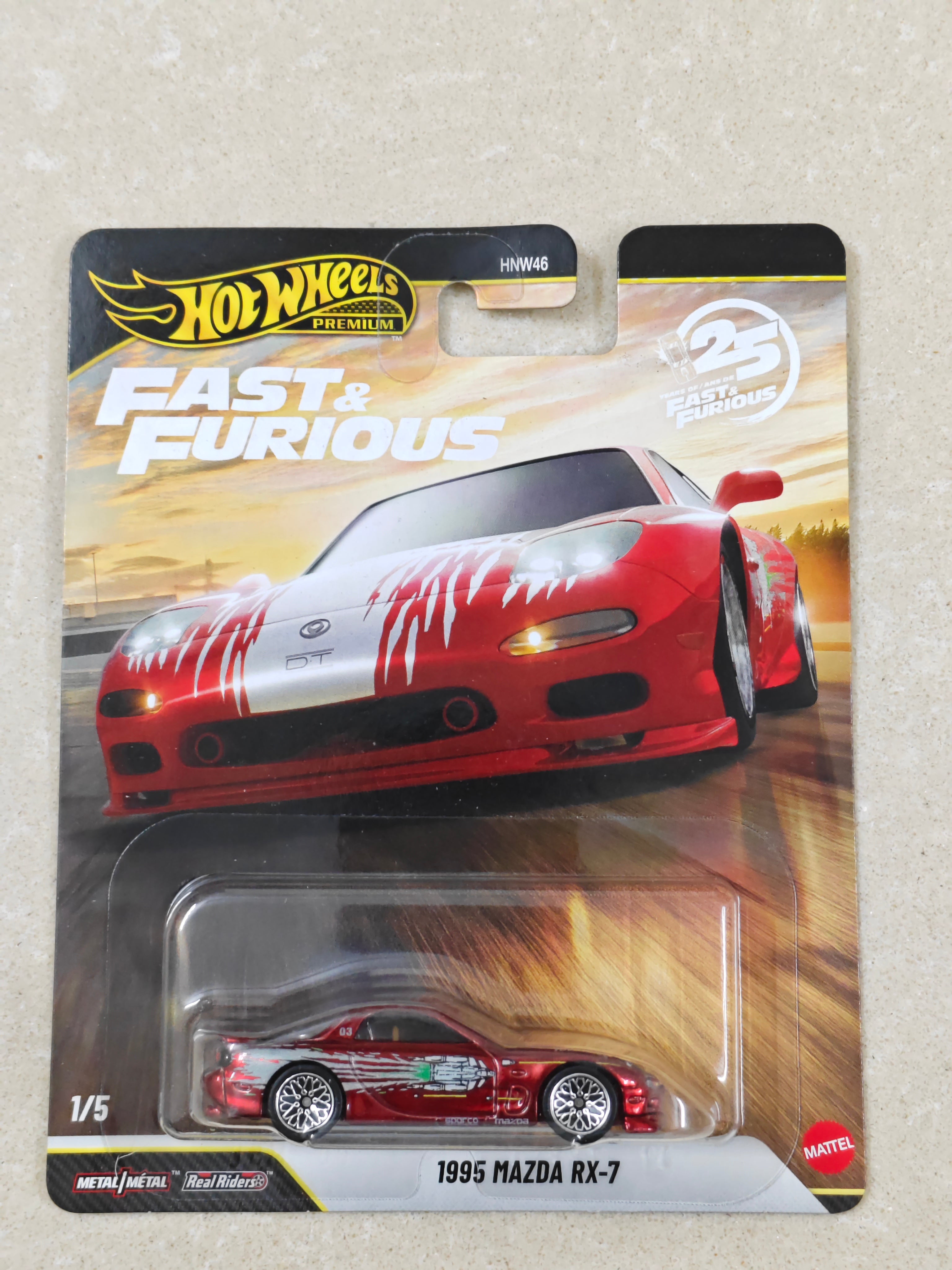 Hot Wheels - Chase - Spectra Flame Paint - 1995 Mazda RX 7 - Diecast Car - 1:64 Scale