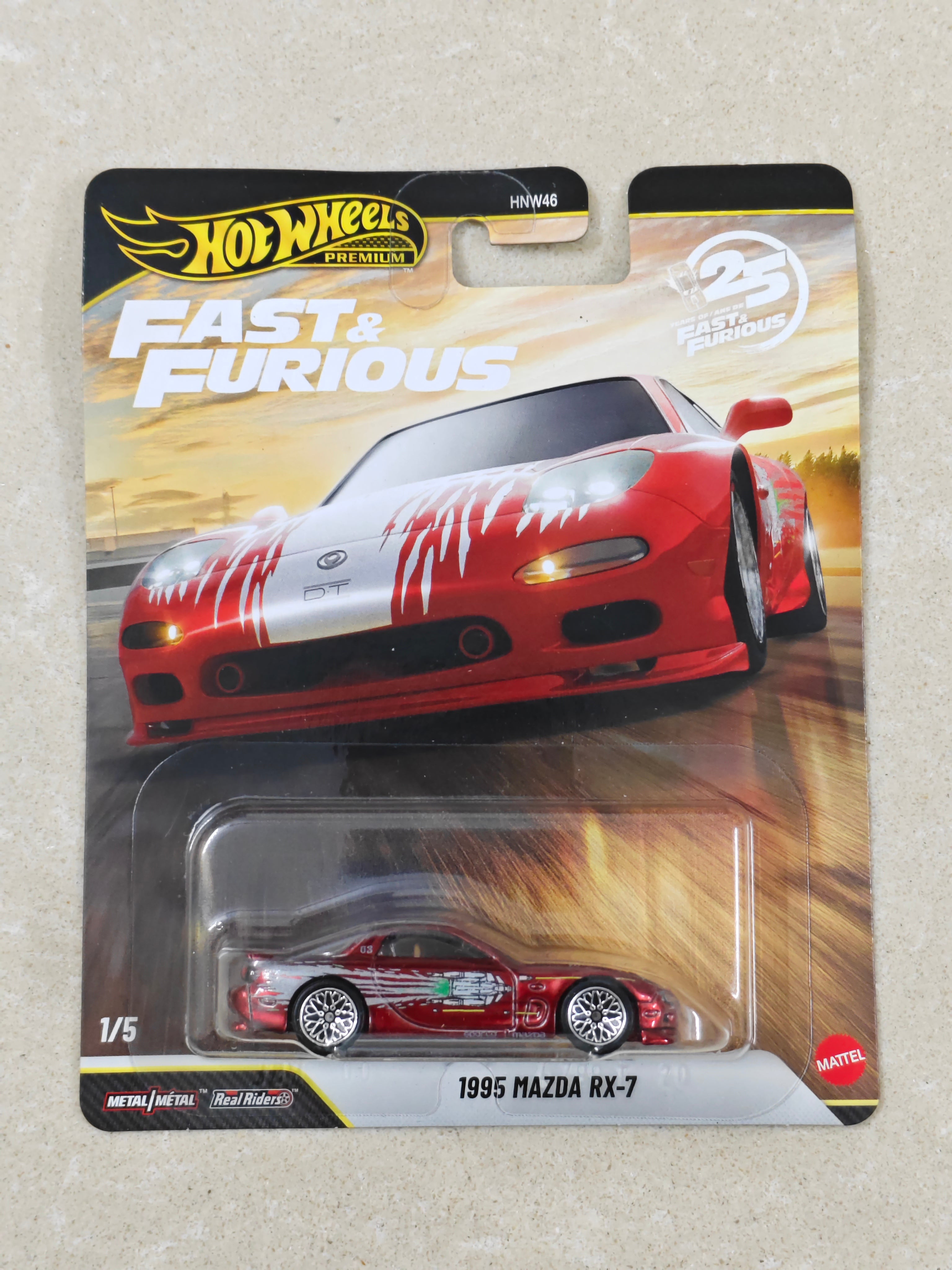 Hot Wheels - Chase - Spectra Flame Paint - 1995 Mazda RX 7 - Diecast Car - 1:64 Scale (Creased Card)