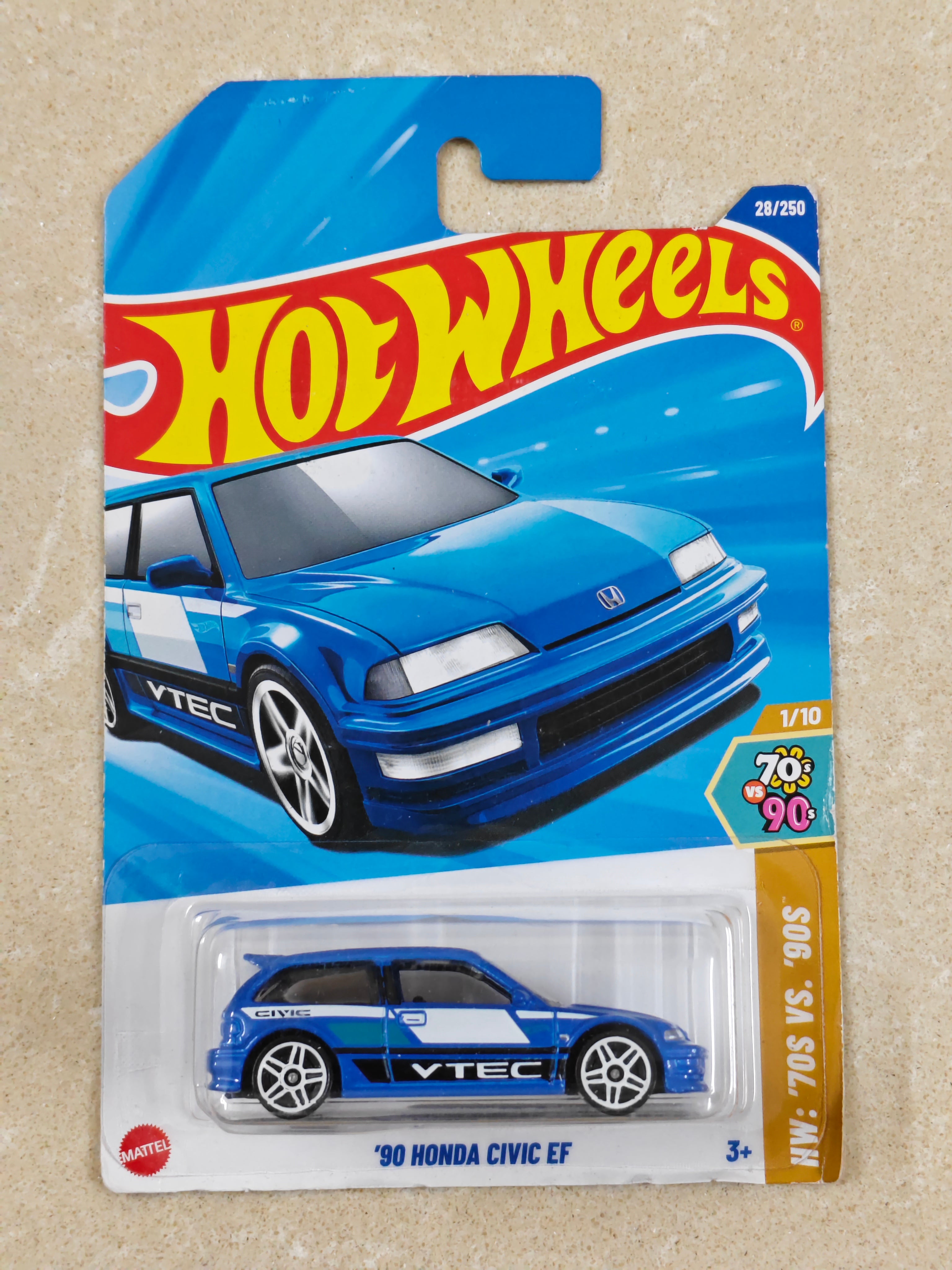 Hot Wheels - 90 Honda Civic EF Blue - Diecast Car - 1:64 Scale (Soft Corners)