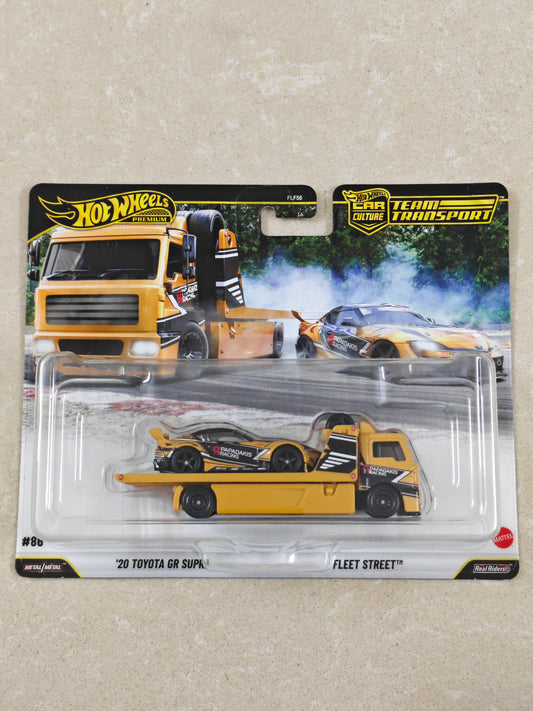 Hot Wheels - Team Transport - 20 Toyota GR Supra - Diecast Truck & Car - 1:64 Scale (Mild Crease)