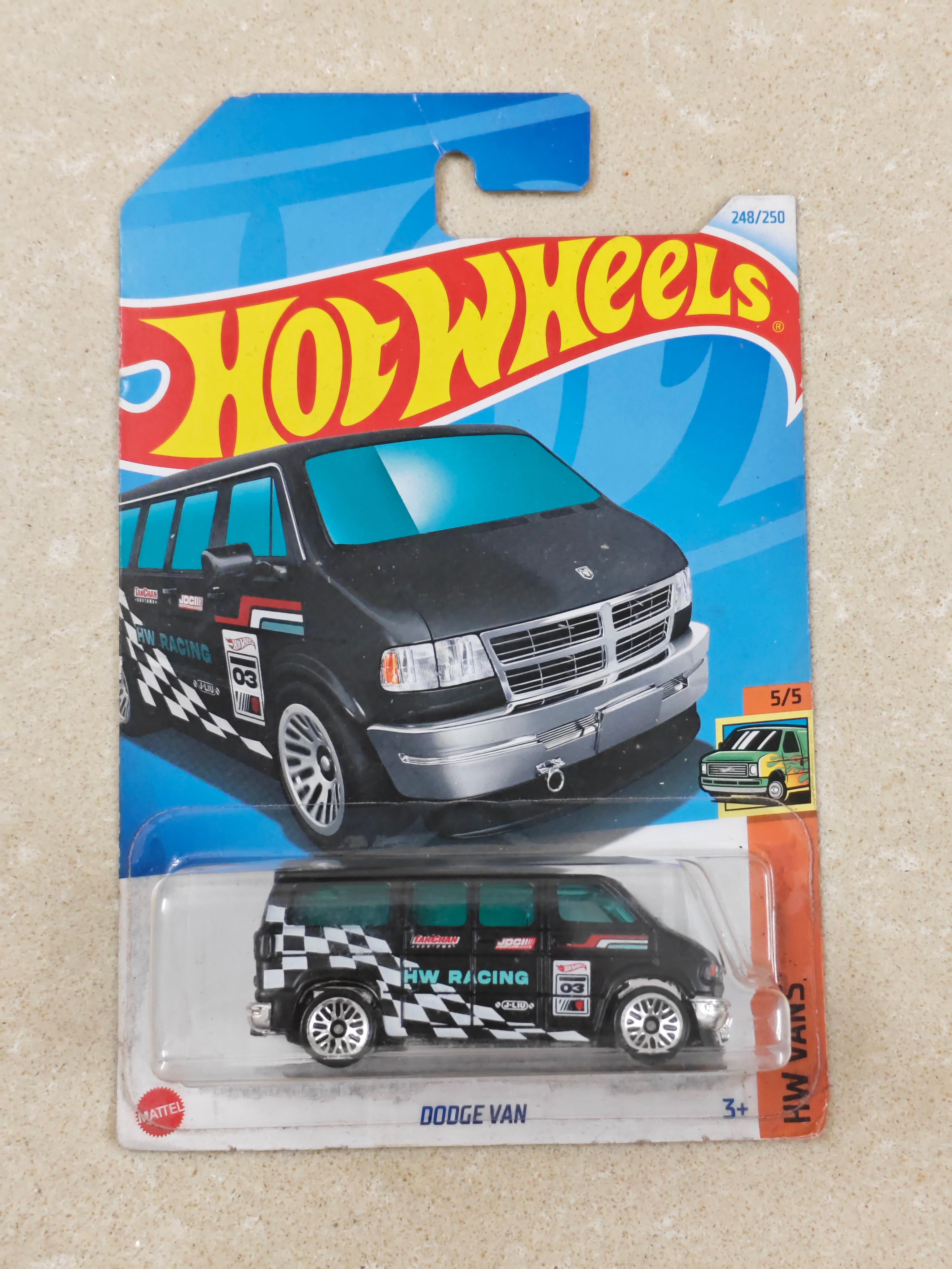 Hot Wheels - Dodge Van Black - Diecast Car - 1:64 Scale (Dirty Old Card)