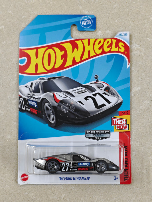 Hot Wheels - US Imported - Zamac - 67 Ford GT40 Mk.IV - Diecast Car - 1:64 Scale (J Hook Creased))