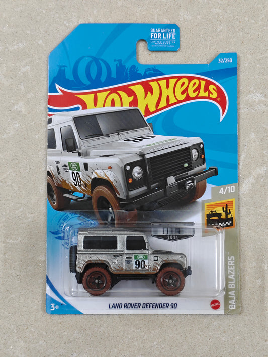 Hot Wheels - US Imported  - Zamac - Land Rover Defender 90 Brown Tyres - Free Protector - Diecast Car - 1:64 Scale (Large Crack In Blister)