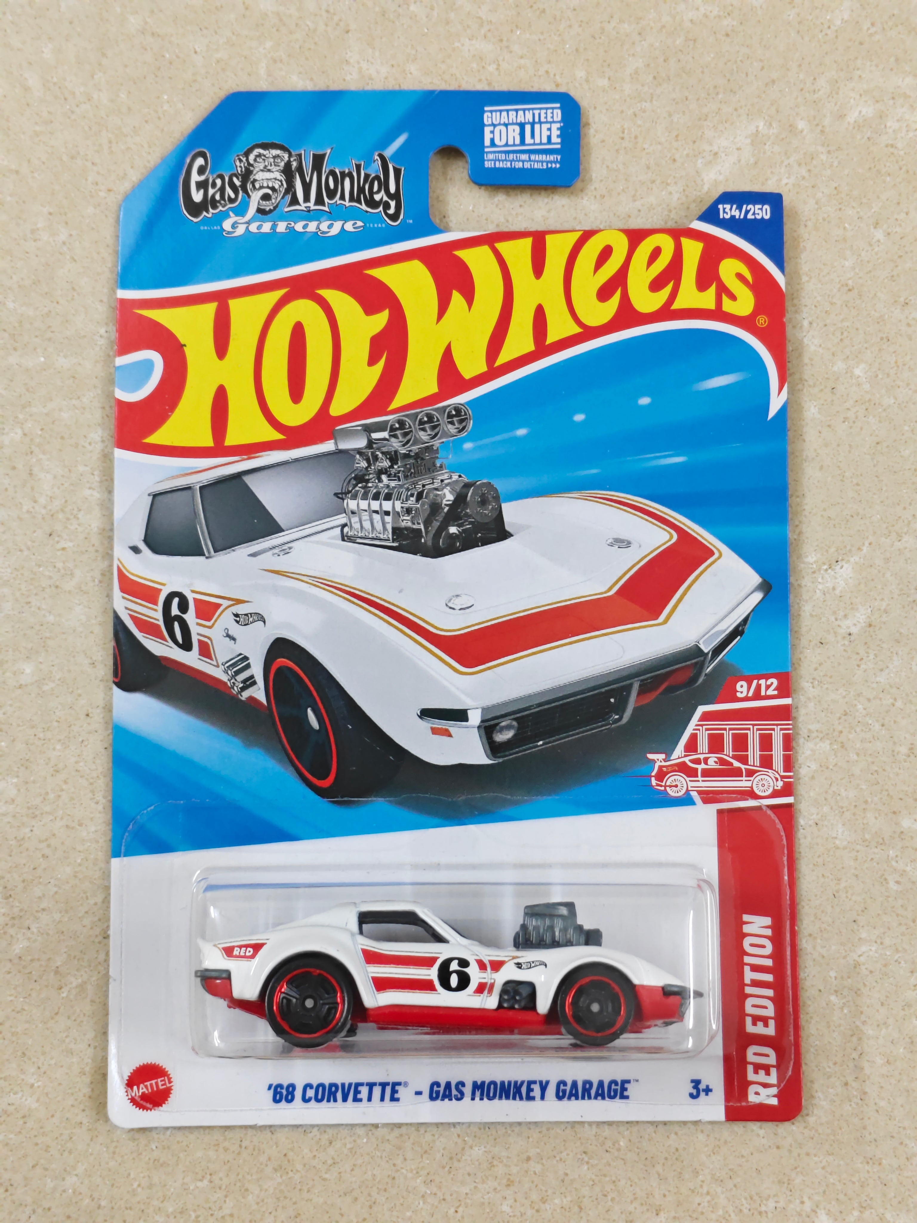 Hotwheels - Red Edition - 68 Corvette - Gas Monkey Garage - Diecast Car - 1:64 Scale