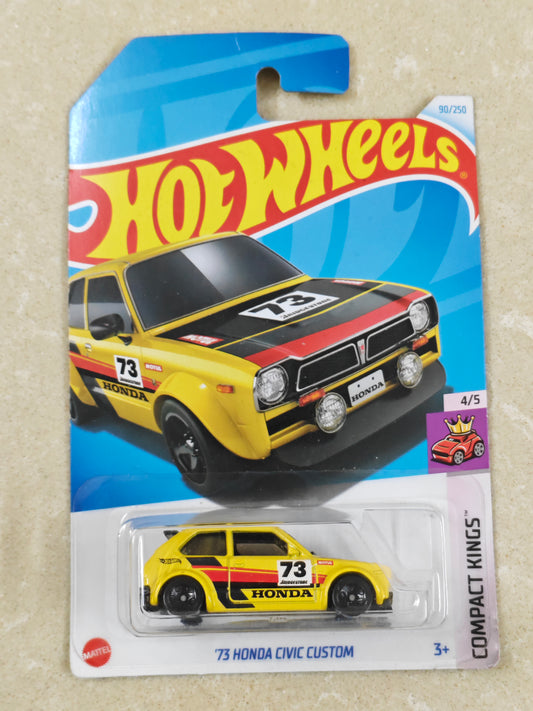 Hot Wheels - Imported - 73 Honda Civic Custom Yellow - Diecast Car - 1:64 Scale (Minute Scratch In Blister)