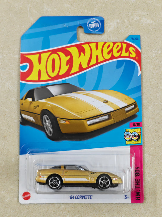 Hot Wheels - US Imported - 84 Corvette - Diecast Car - 1:64 Scale (Cracked Blister)