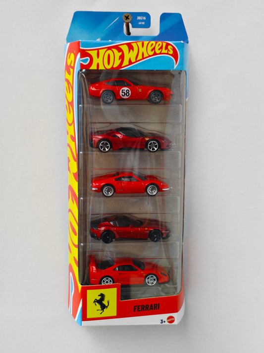 Hot Wheels - Ferrari 5 Pack - Diecast Cars - 1:64 Scale