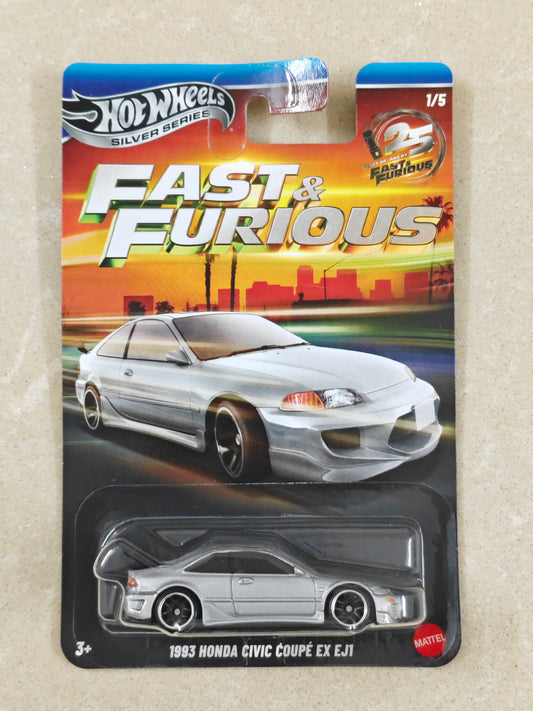 Hot Wheels - Silver Series - Fast & Furious - 1993 Honda Civic Coupe EX EJ1 - Diecast Car - 1:64 Scale