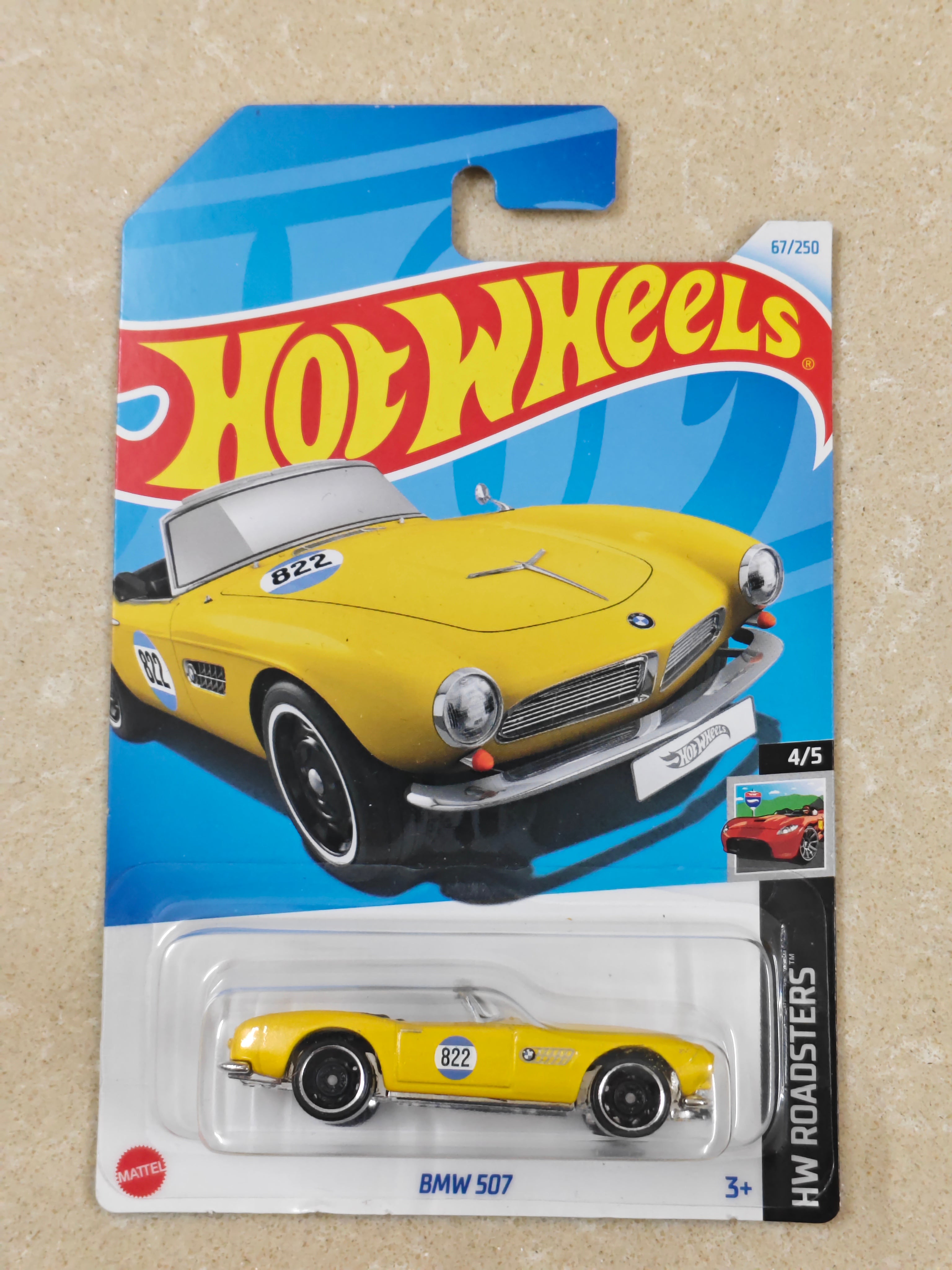 Hot Wheels Imported BMW 507 Yellow Diecast Car 1:64 Scale