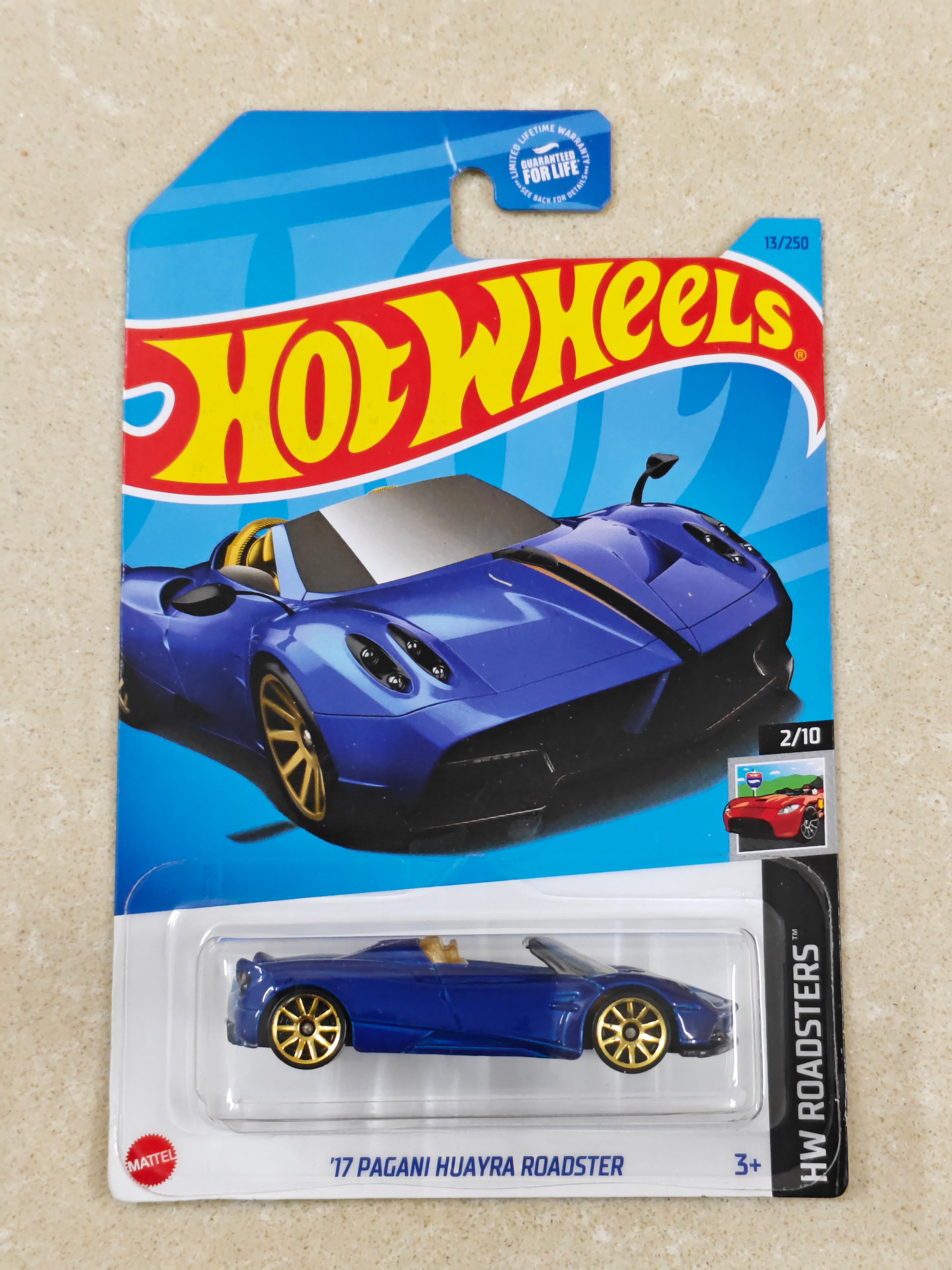 Hot Wheels -  US Imported - 17 Pagani Huayra Roadster Blue - Diecast Car - 1:64 Scale (Creased J Hook)