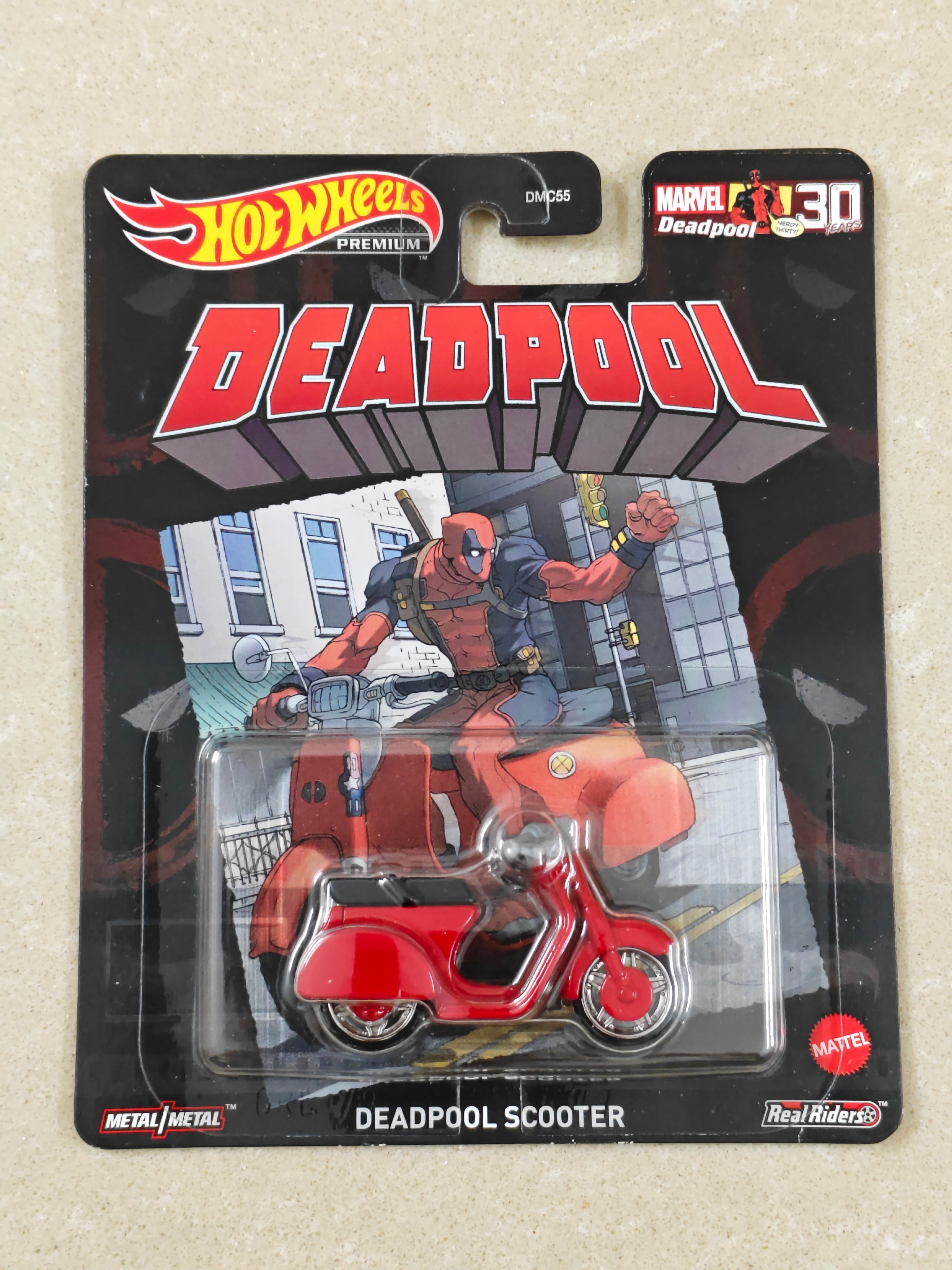 Hot Wheels - Imported - Premium - Deadpool Scooter - Diecast Car - 1:64 Scale