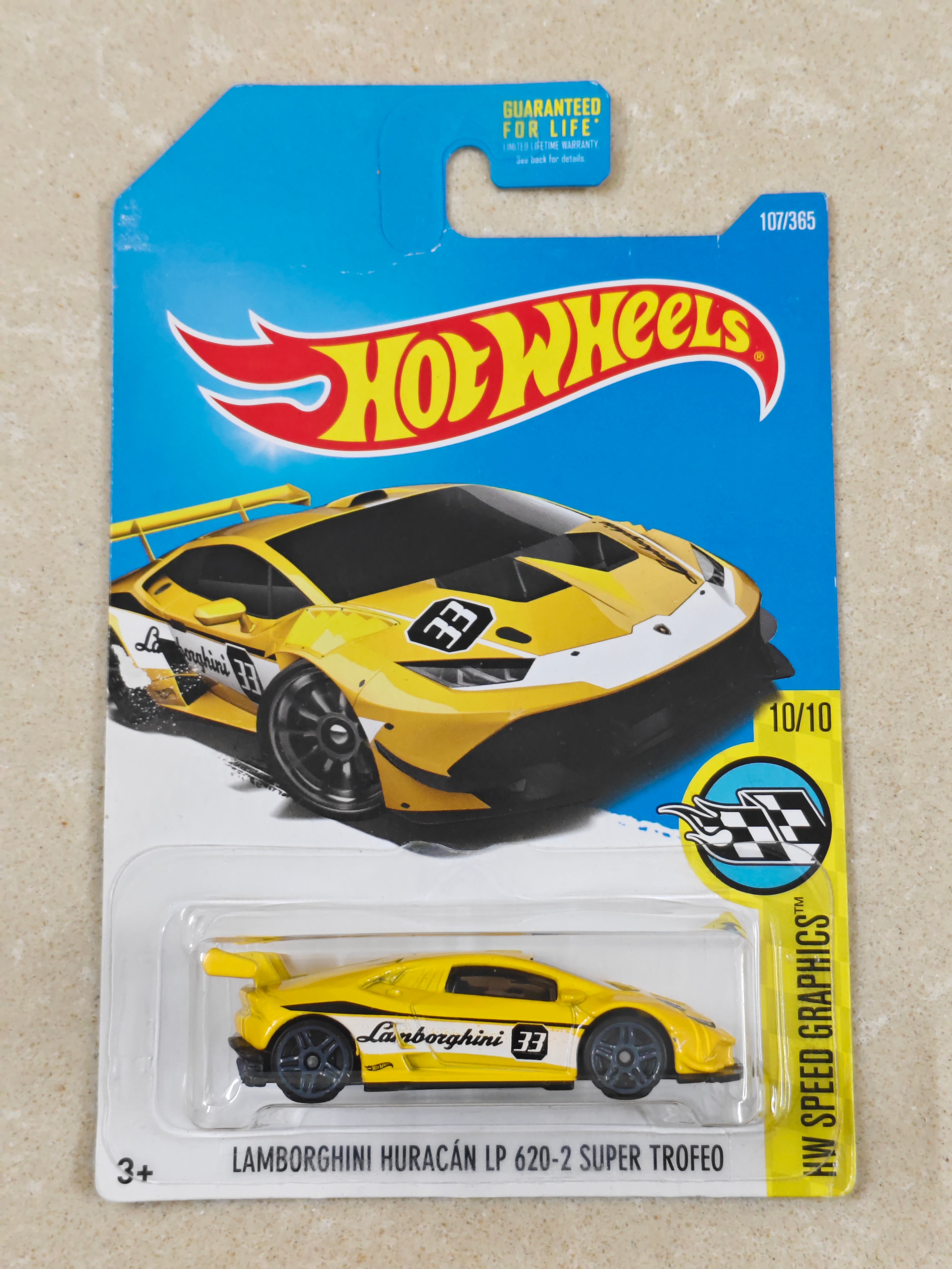 Hot Wheels -  US Imported - Lamborghini Huracan LP 620-2 Super Trofeo - Diecast Car - 1:64 Scale - (Creased Card)
