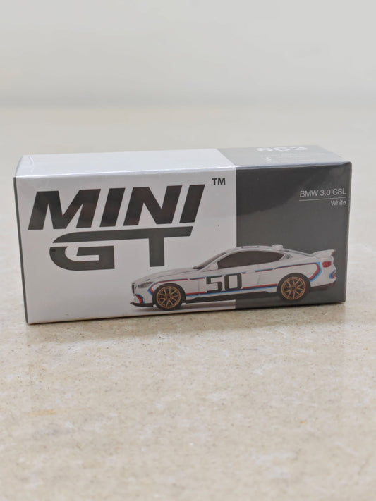 Mini GT BMW 3.0 CSL White Diecast Car 1:64 Scale