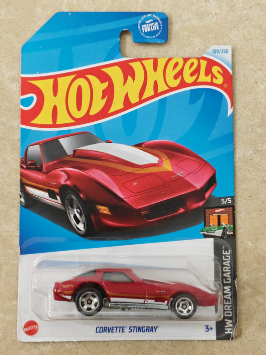 Hot Wheels (Cracked Blister) Corvette Stingray Red Diecast Car 1:64 Scale - Exotic Car Collection